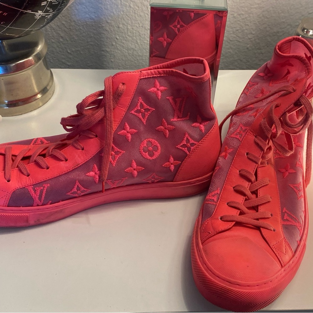 Louis Vuitton Neon Pink Athletic Shoes